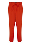 Leuchtend rote Freizeitpants mit elastischem Bund und verstellbarem Kordelzug, geradem Schnitt und knöchellanger Länge.