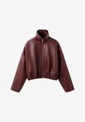 Mango ADULT - Faux leather jacket - maroon