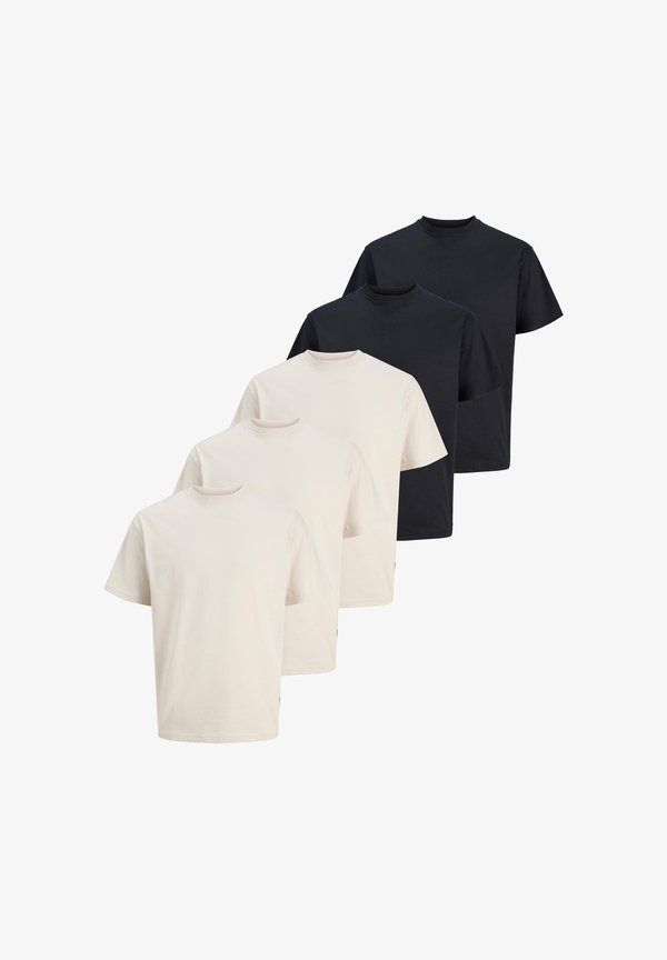 Jack & Jones JACK & JONES 5PACK - Basic T-shirt - creme schwarz