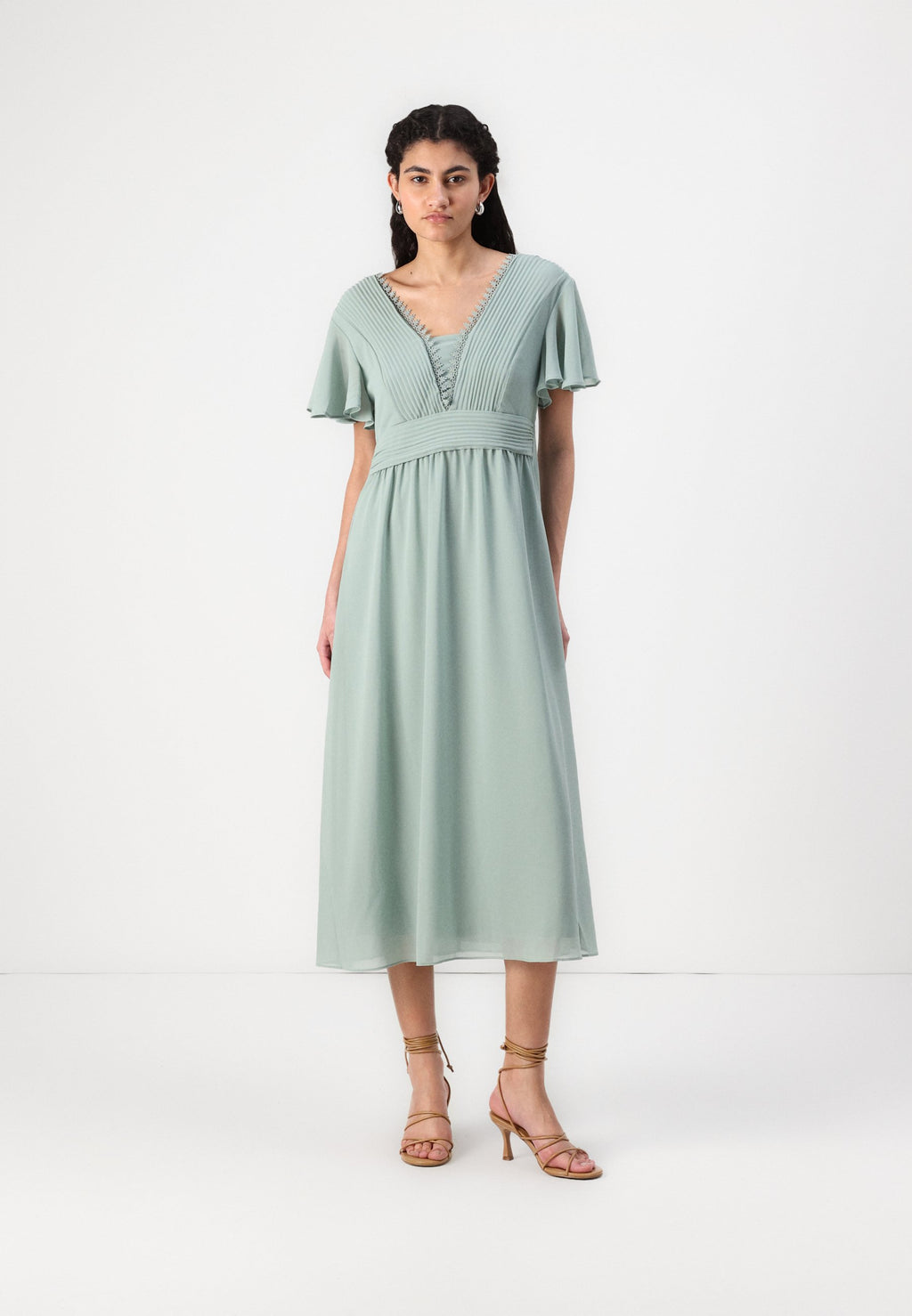 VILA VILILLA V NECK MIDI DRESS