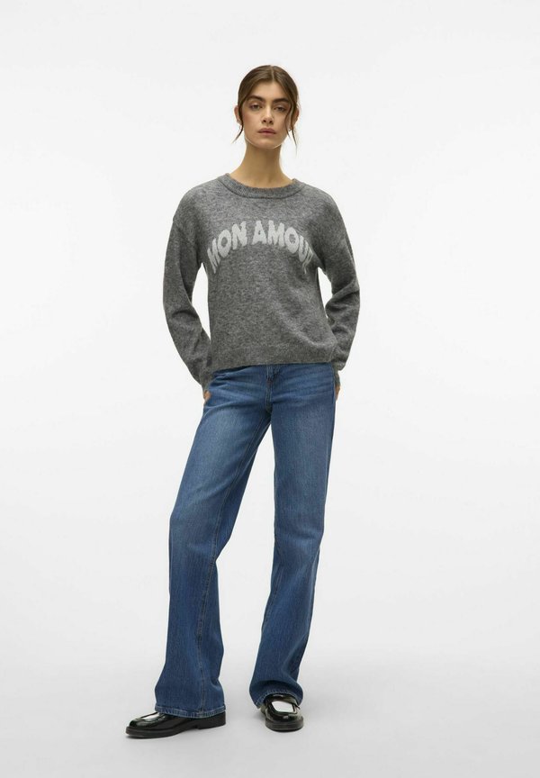 Vero Moda Knitted VMAMOREMIO Knitted - Jumper - medium grey melange