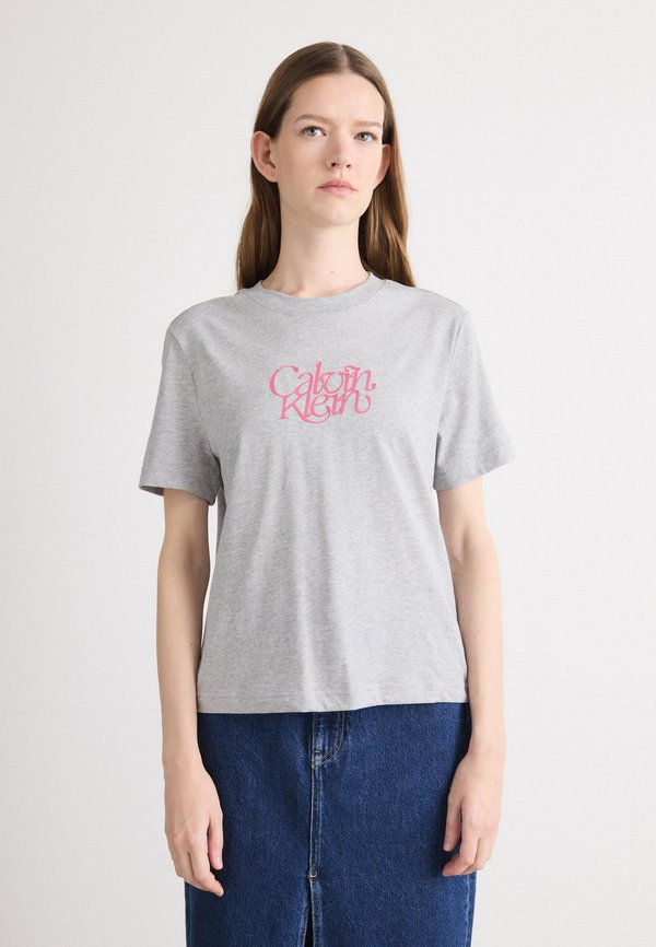 Calvin Klein Jeans SCRIPT - Print T-shirt - history grey heather