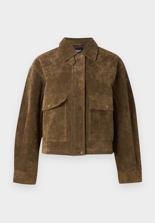 ONLY Suede ONLKAIA Suede - Leather jacket - dark brown