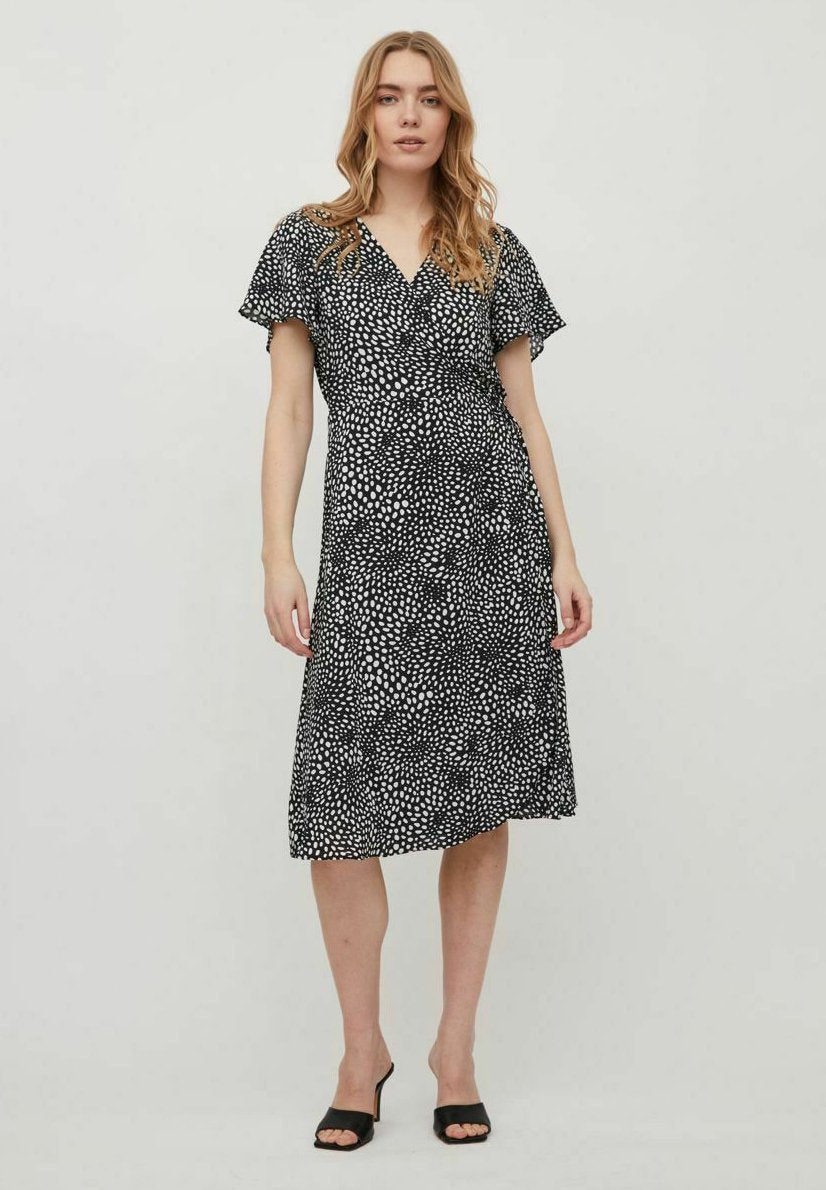 VILA VILOVIE S/S WRAP MIDI DRESS - NOOS