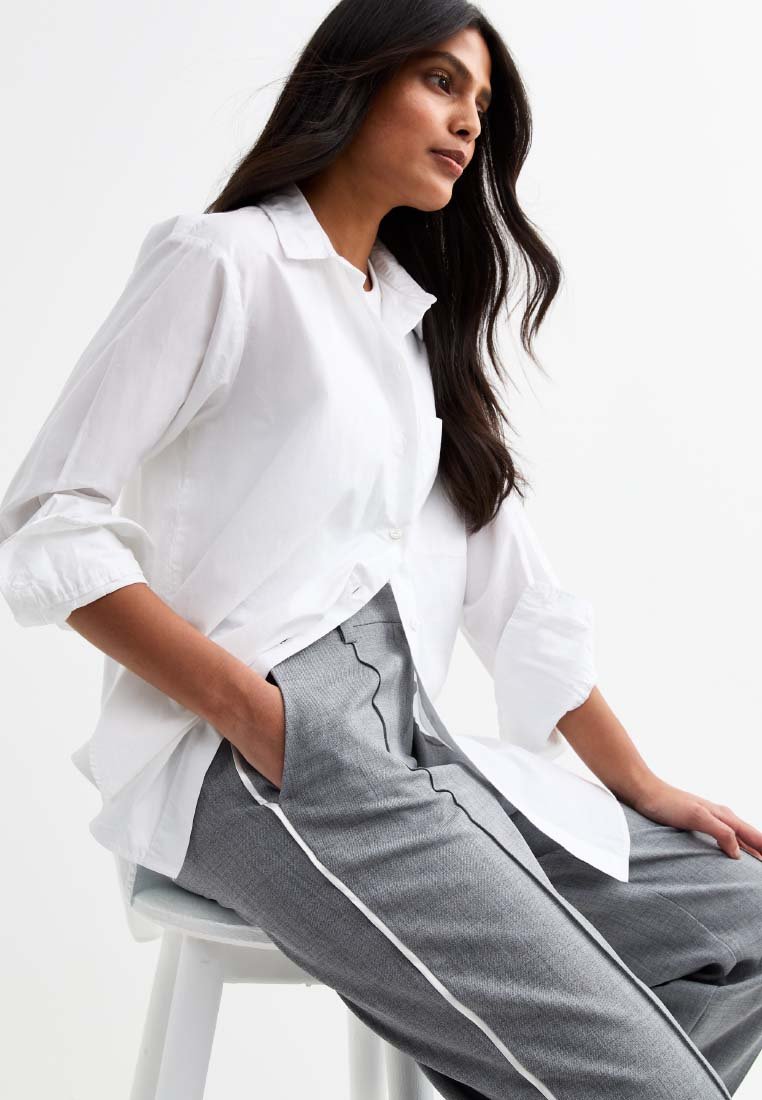 New Look TAILORED CONTRAST PIPING STRAIGHT LEG