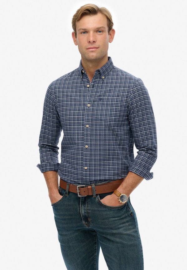 Superdry & Co PREMIUM CHECK OXFORD - Shirt - lauren navy shadow grid