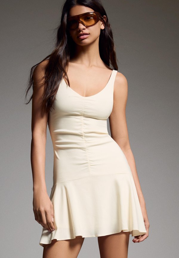 Bershka RUCHED MINI - Day dress - beige