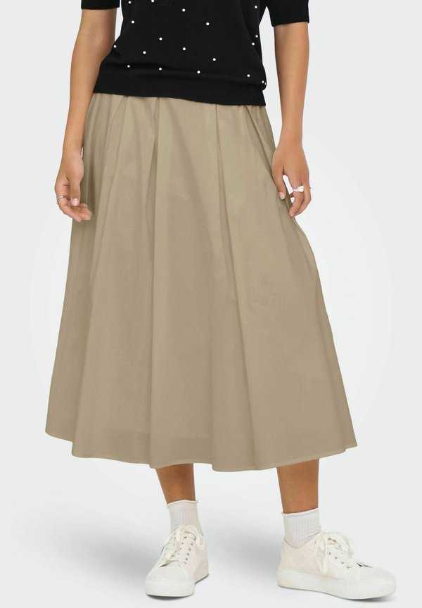 ONLY ONLMAILA LONG PLEAT SKIRT OX WVN - A-line skirt - safari