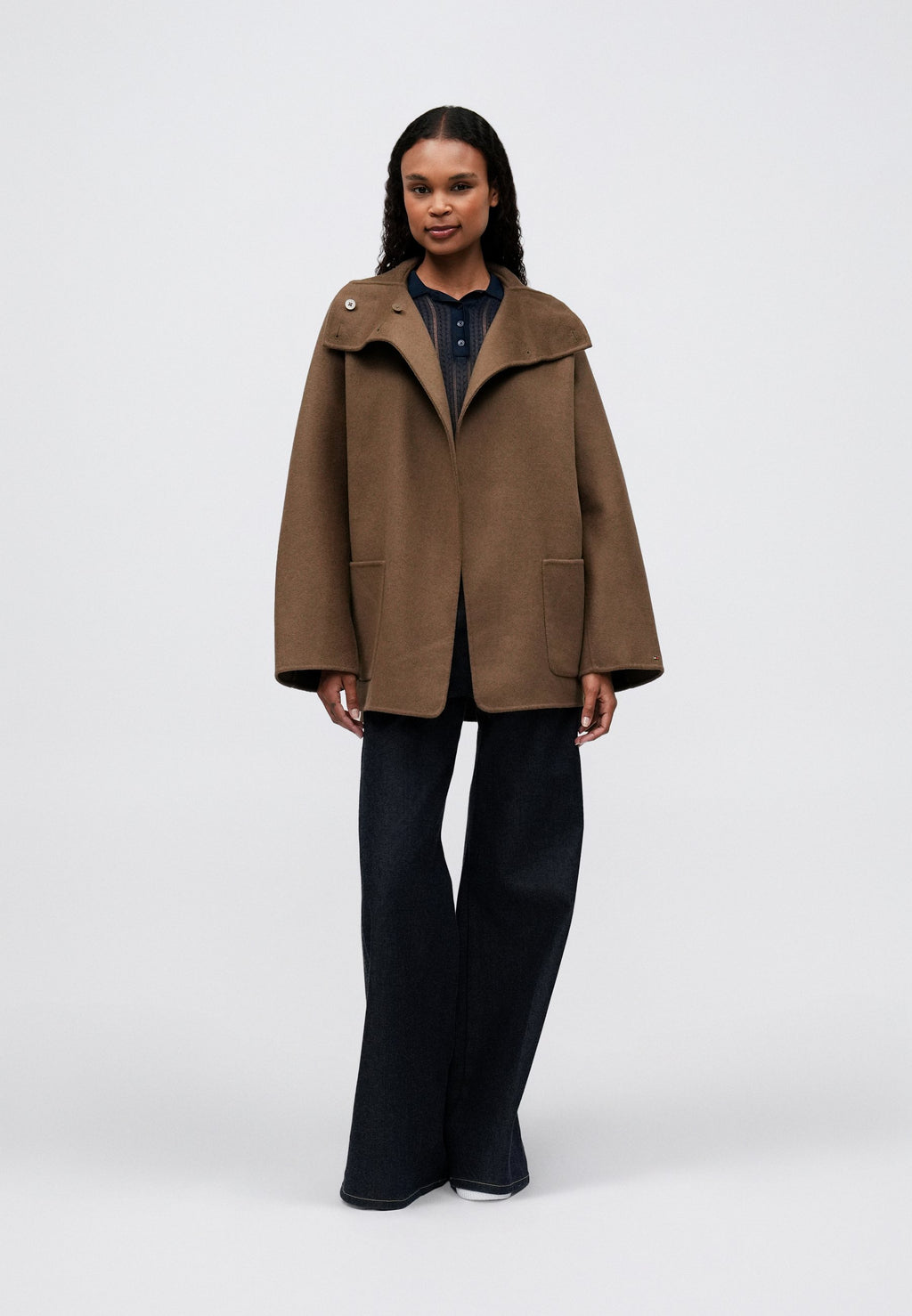 WOOL BLEND FUNNEL NECK OVERSIZED COAT Media 2