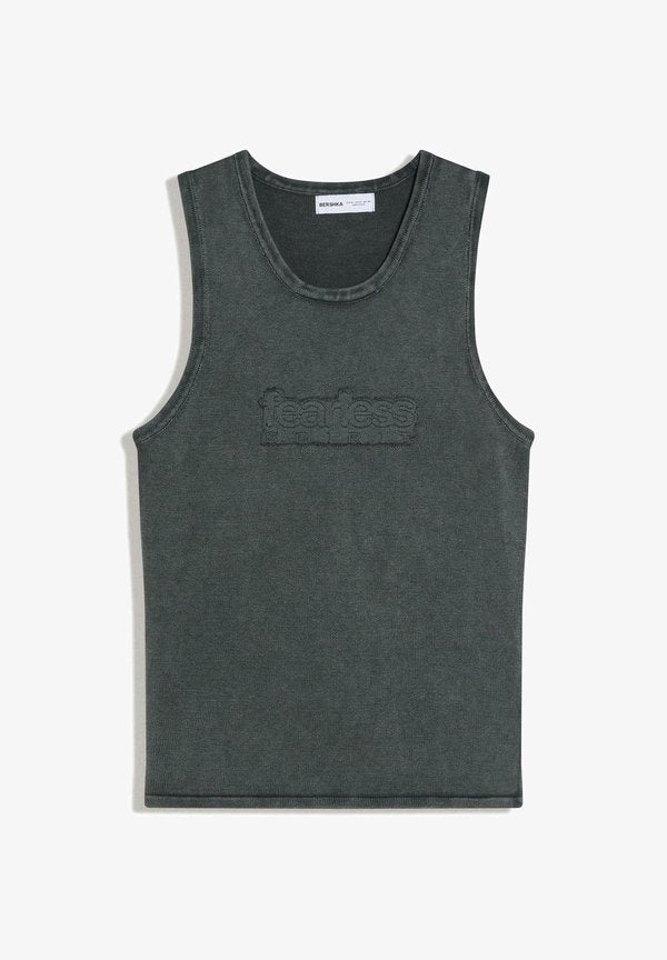 Bershka PATCH TANK TOP - Top - dark grey