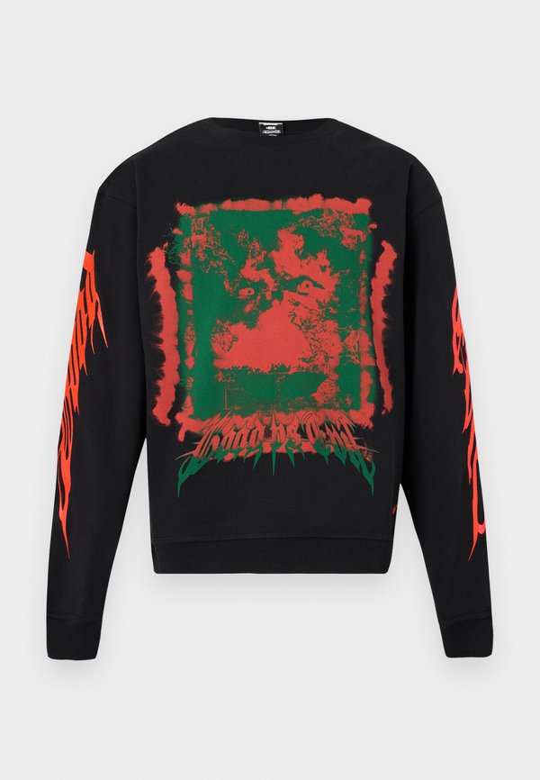 Nike Sportswear CREW - Sweatshirt - black/bright crimson/safety orange