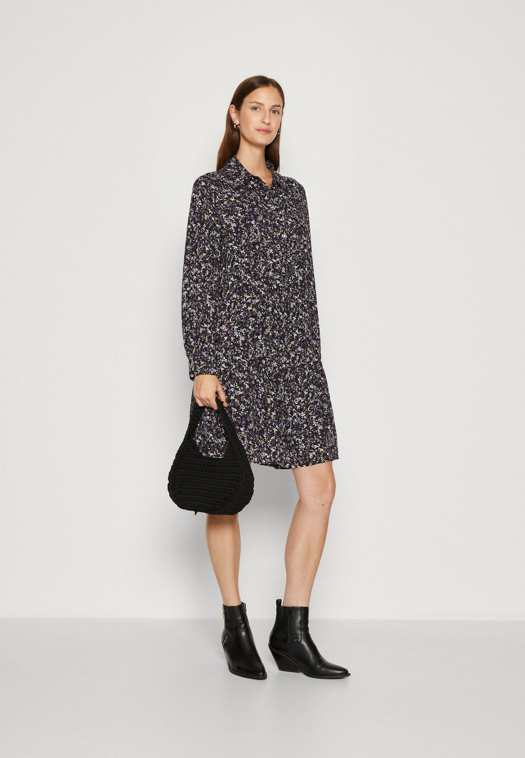Marc O'Polo DRESS A SHAPE SHIRT STYLE VOLANT SKIRT LONG SLEEVE KENT COLLAR
