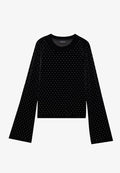 Even&Odd VELVET LONG SLEEVED TOP WITH STUDS