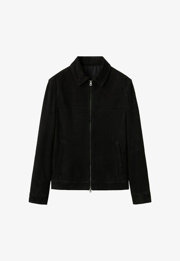 Mango Leather jacket - black