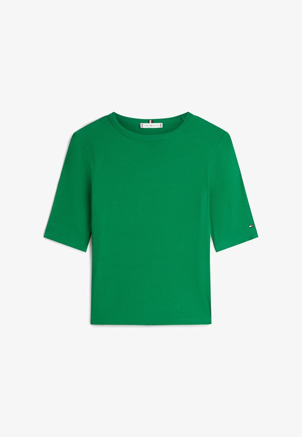 Tommy Hilfiger RIBBED SLIM HALF SLEEVE T-SHIRT - Print T-shirt - nouveau green