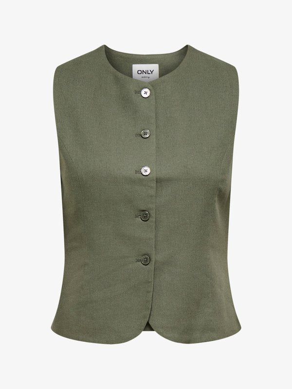 ONLY s ONLGOA Linen Tailored Waist - Waistcoat - smokey olive