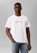 Calvin Klein Jeans CALVIN KLEIN JEANS EMBROIDERED LOGO T-SHIRT - Print T-shirt - bright white