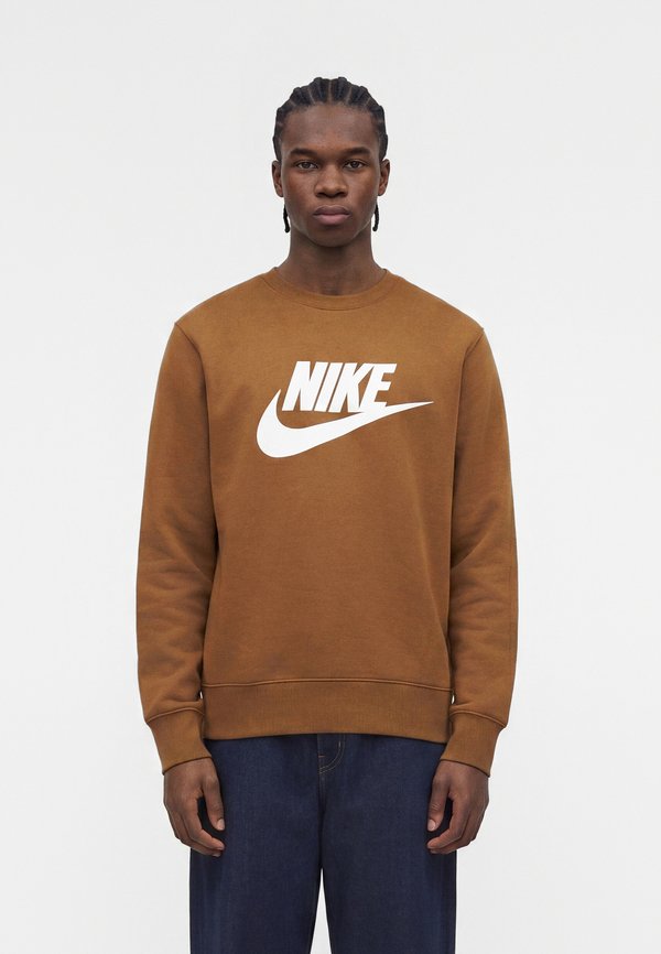 Nike Sportswear M NK CLUB BB GFX CREW - Sweatshirt - ale brown/white