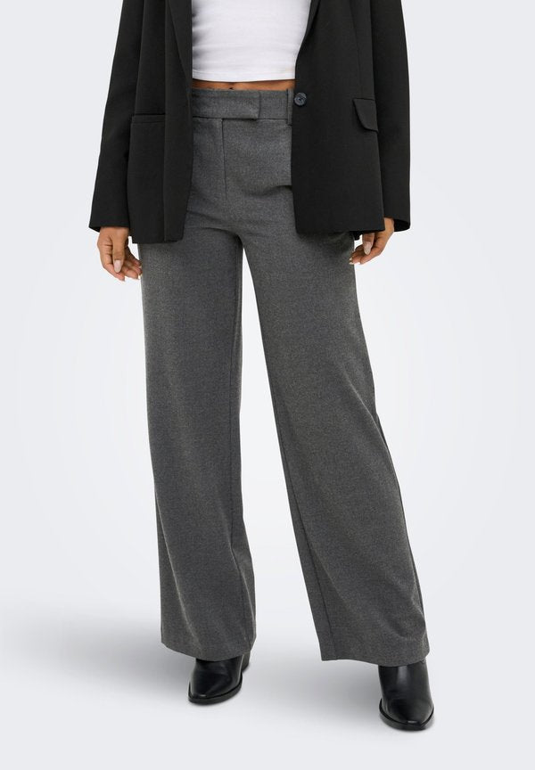 ONLY ONLDELUXE Straight Fit - Trousers - medium grey melange