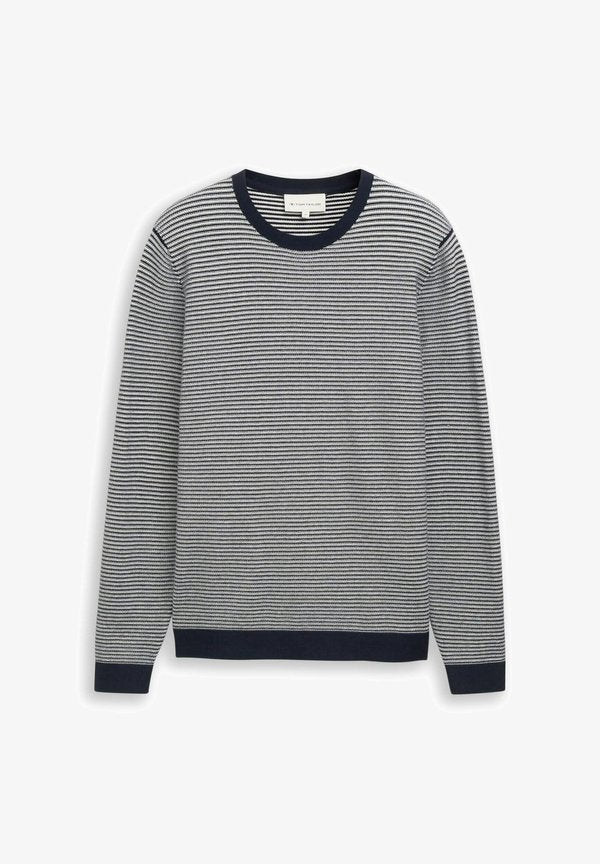 TOM TAILOR Jumper - structured stripe navy white
