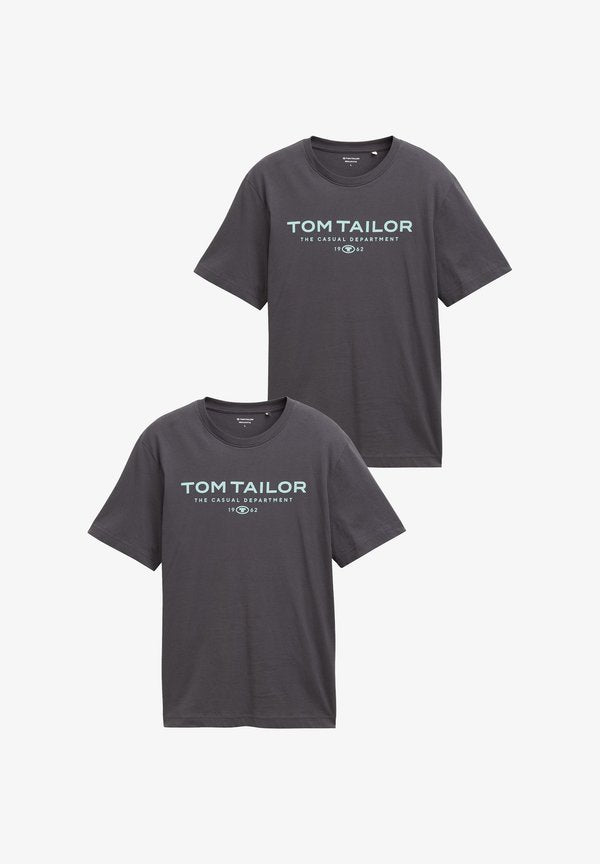 TOM TAILOR 2ER-PACK - Print T-shirt - dunkelgrau