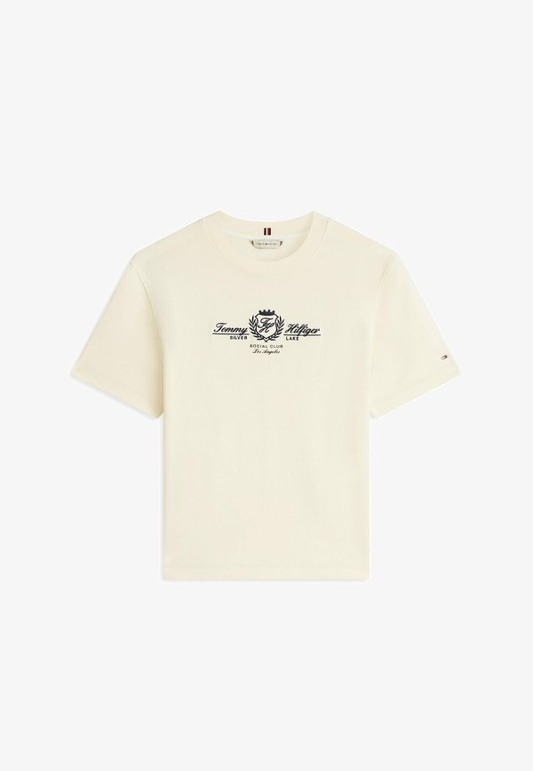 Tommy Hilfiger VARSITY CREST MDRN C-NK SS TEE - VARSITY CREST - Print T-shirt - country ivory