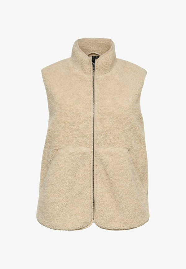 Vero Moda Curve Teddy VMJOSEFINE - Waistcoat - oatmeal