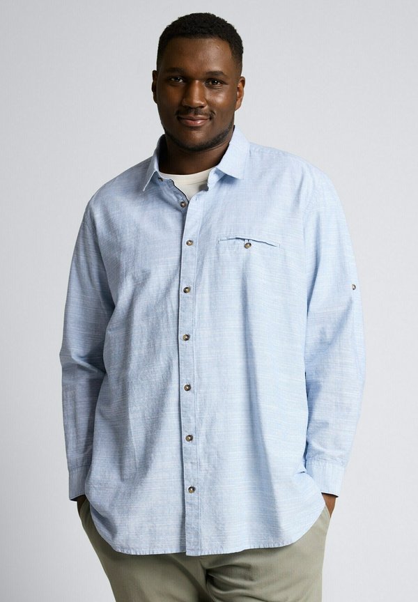 TOM TAILOR PLUS SIZE - REGULAR FIT MIT TURN-UP-FUNKTION - Shirt - blue petrol structure