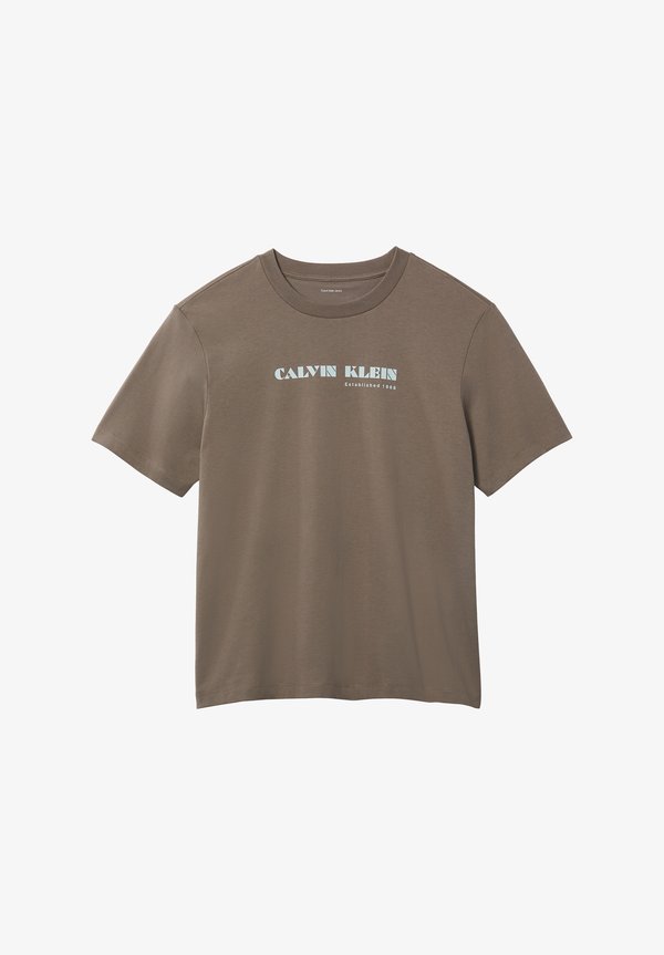 Calvin Klein Jeans SS 20S CALVIN RSRT PALMLF GRAPHI - Print T-shirt - taupe tone