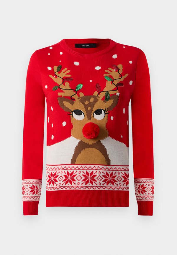 Vero Moda Knitted VMFROSTYDEER Knitted - Jumper - chinese red