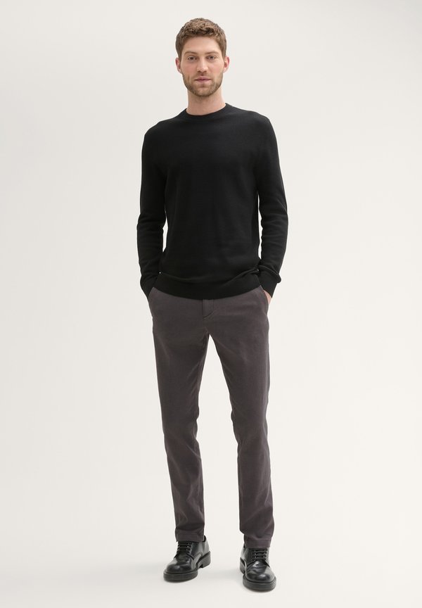 TOM TAILOR TRAVELER SLIM - Chinos - grey black zig zag structure