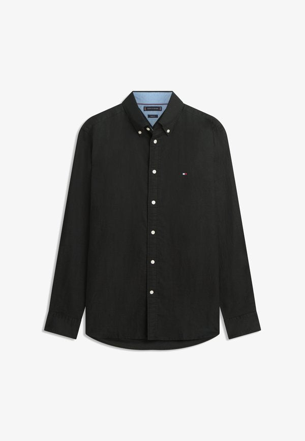Tommy Hilfiger REGULAR FIT LINEN BLEND BUTTON-DOWN SHIRT - Shirt - black