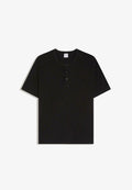 Bershka HENLEY COLLAR - Basic T-shirt - black