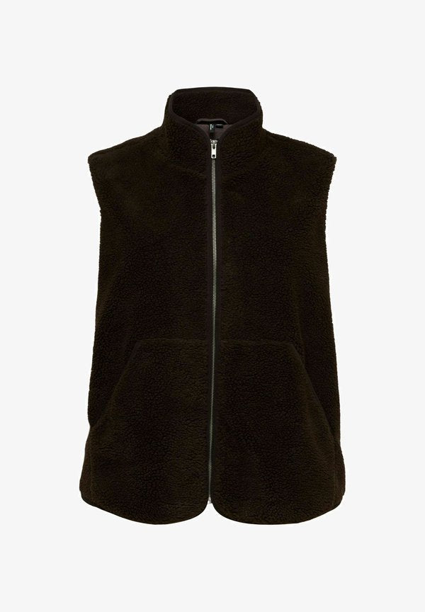 Vero Moda Curve Teddy VMJOSEFINE - Waistcoat - chocolate torte