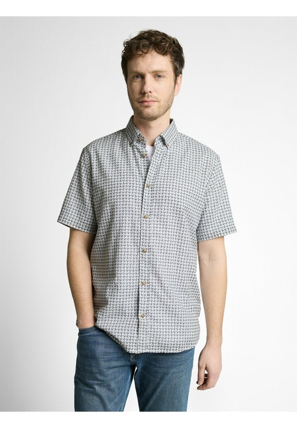 TOM TAILOR Shirt - white navy small leaf design