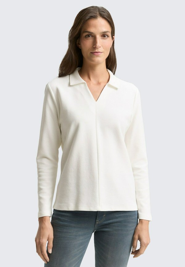 TOM TAILOR LANGARM MIT KRAGEN - Polo shirt - whisper white