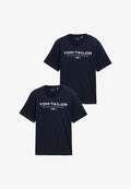TOM TAILOR 2ER-PACK - Print T-shirt - blau
