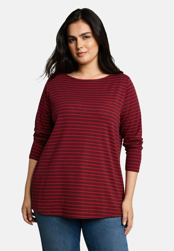 TOM TAILOR T-SHIRT STRIPED BOATNECK - Long sleeved top - preppy plum red stripe