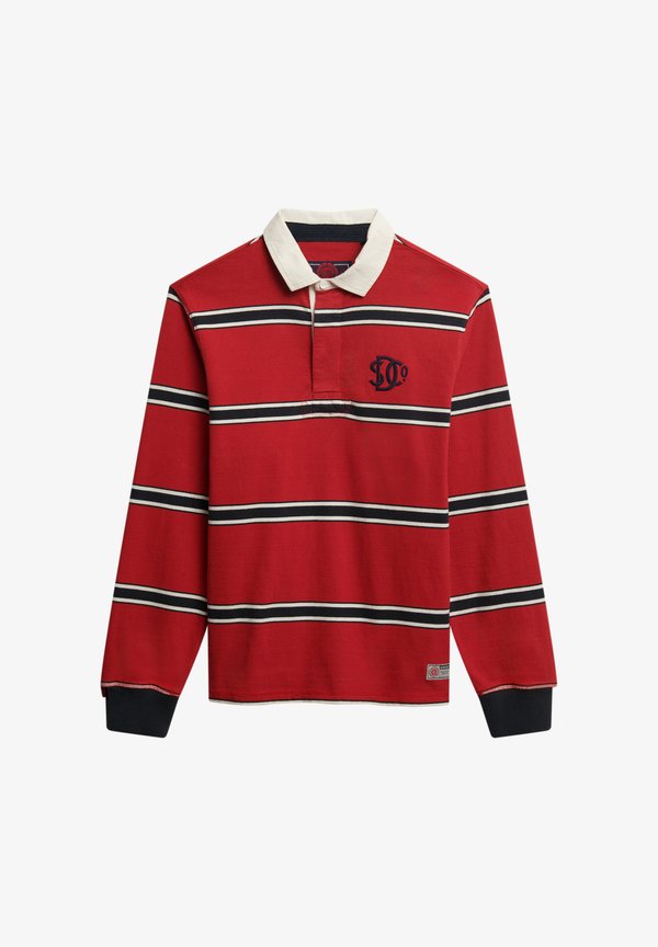 Superdry & Co VINTAGE ATHLETIC STRIPE RUGBY - Polo shirt - red stripe