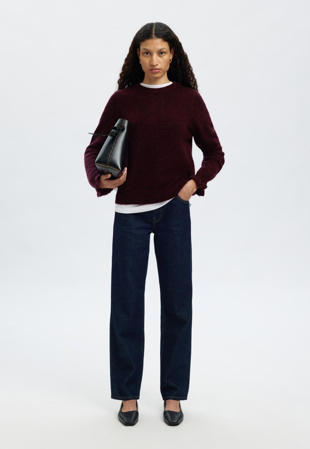 Selected Wool Blend Ruffled Sleeve