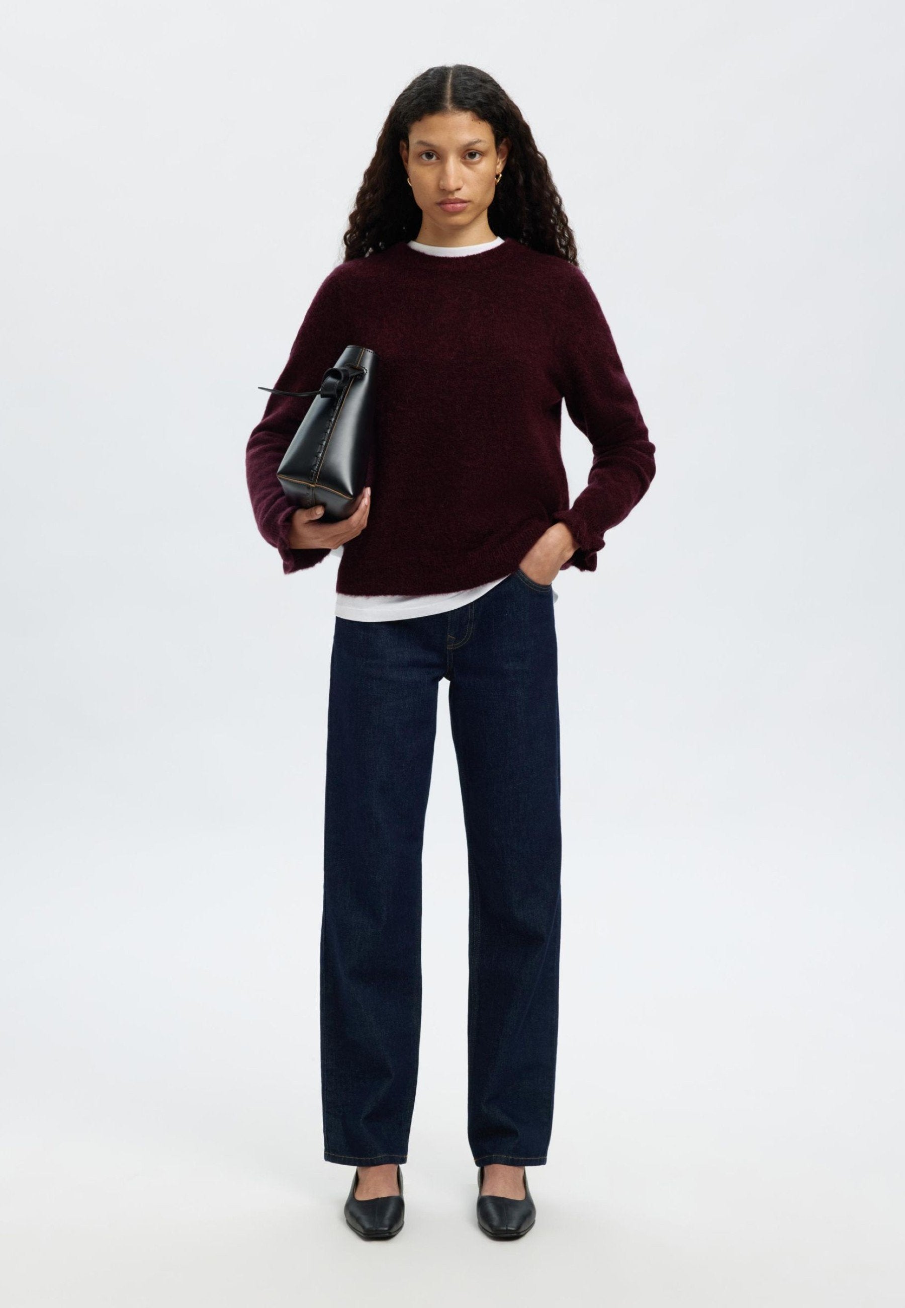 Selected Wool Blend Ruffled Sleeve