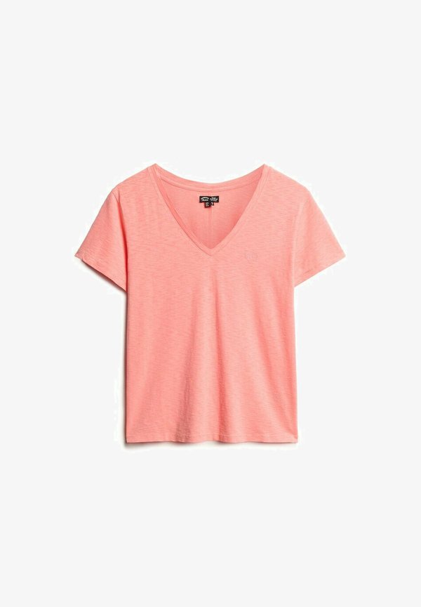 Superdry & Co EMBROIDERED V NECK  - Basic T-shirt - peach amber pink