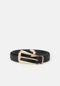 Tommy Hilfiger ELONGATED RECTANGULAR BUCKLE LEATHER BELT - Belt - black