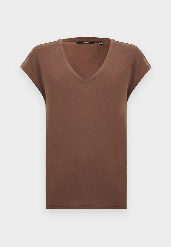 Vero Moda VMFILLI V NECK TEE - Basic T-shirt - chocolate martini