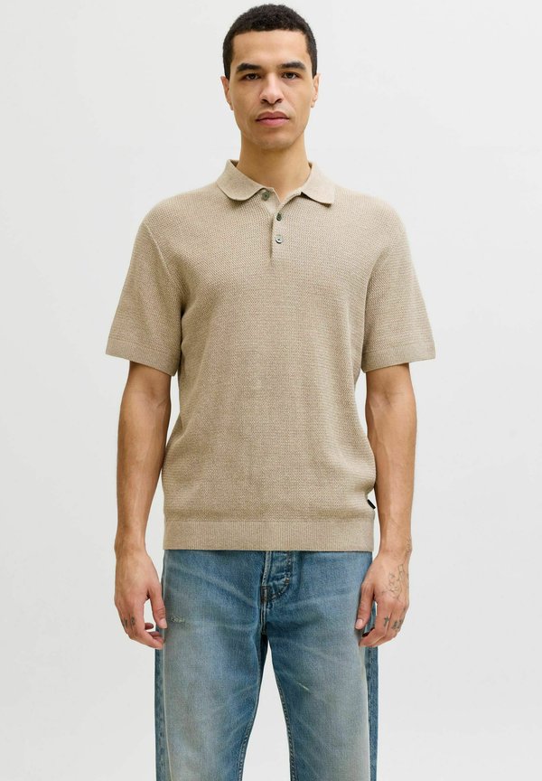 Jack & Jones JJCOOPER STRICK-POLOHEMD STRUKTUR NORMAL FIT - Polo shirt - Grey