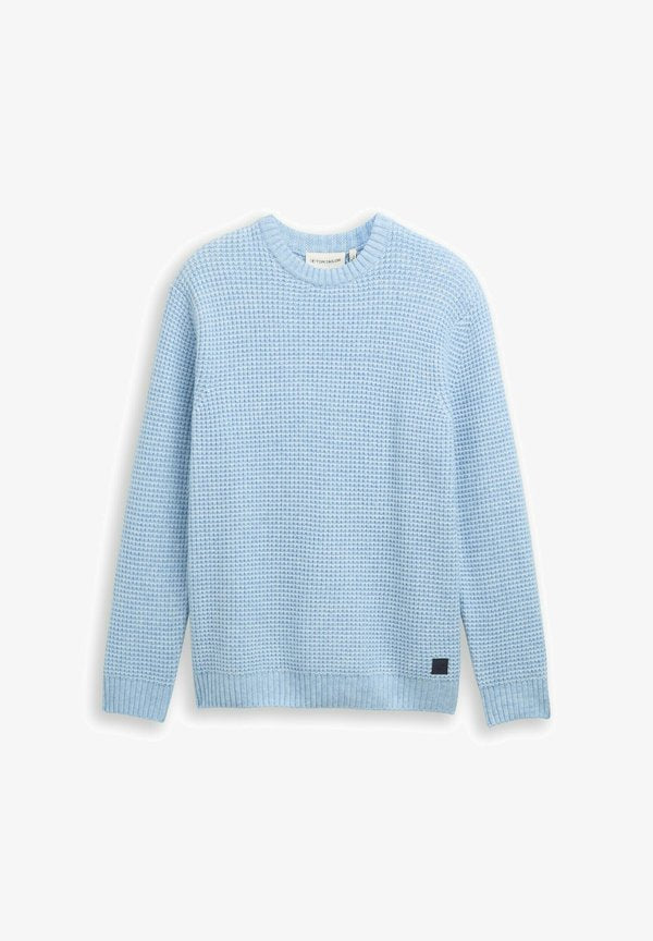 TOM TAILOR Jumper - sky blue melange/white core