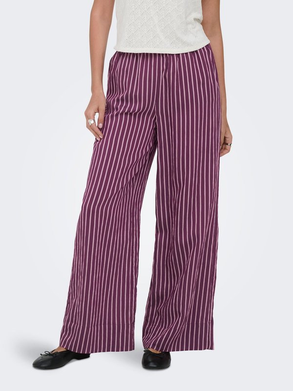 ONLY ONLMELDOLA Wide Leg Fit - Trousers - grape wine