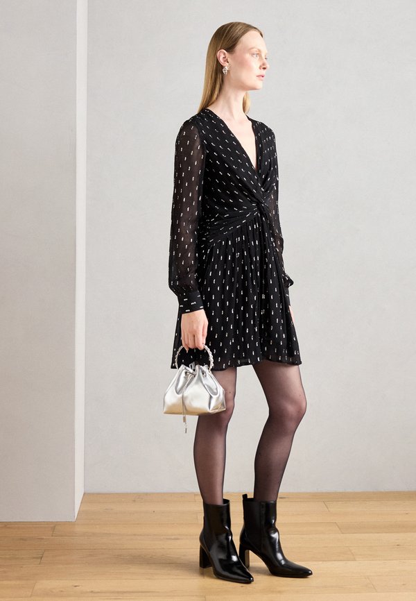 Scotch & Soda LONG SLEEVE MINI DRESS WITH DRAPED FRONT