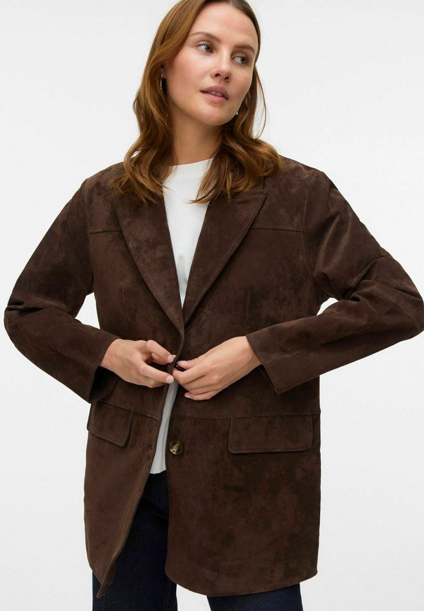 Vero Moda VMPERNILLE Suede - Blazer - chocolate torte
