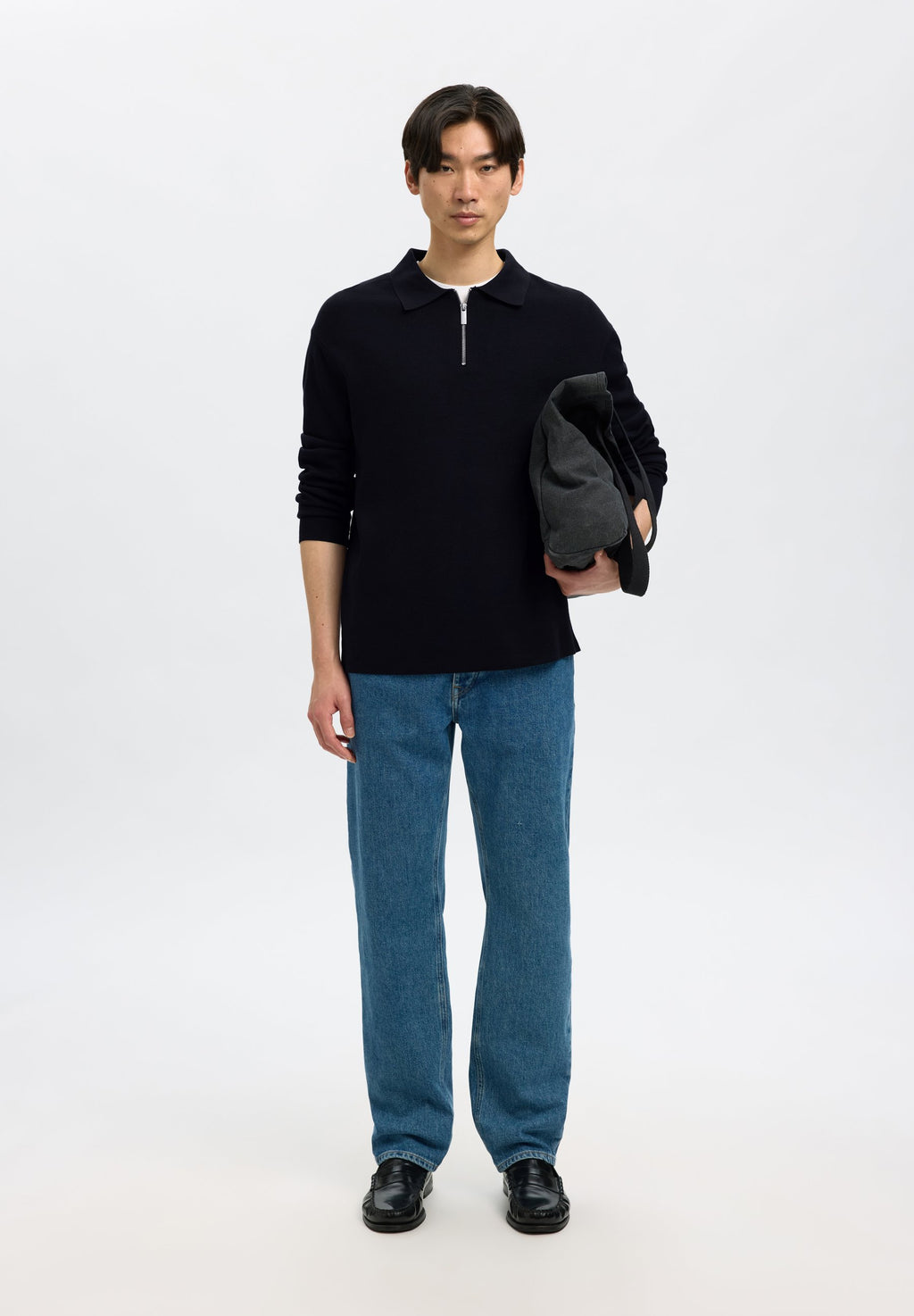 Selected SLHTELLER FN RELAXED HALF ZIP POLO NOOS
